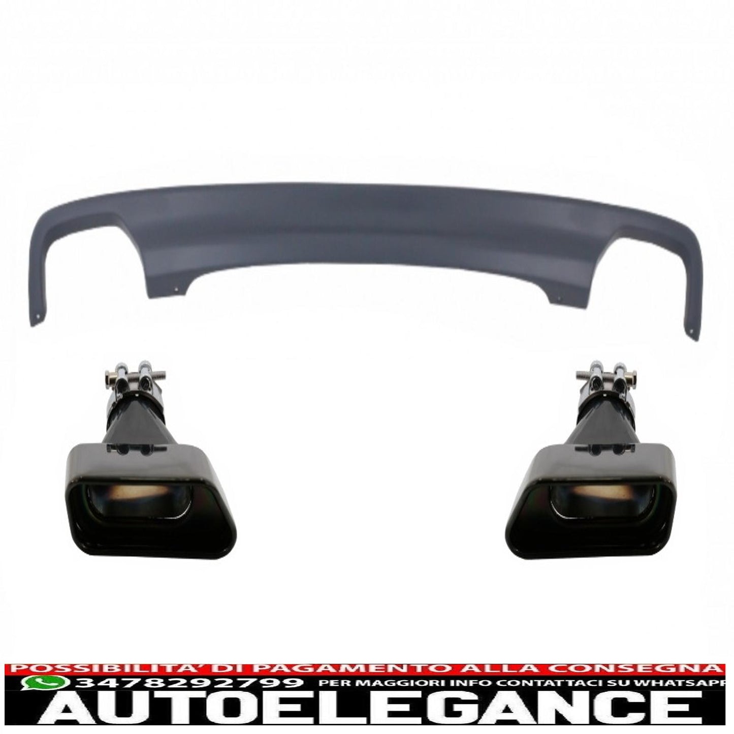 diffusore d'aria a doppia uscita adatto per bmw f10 f11 berlina touring serie 5 (2011-2017) 550i design con terminali di scarico design quadrato