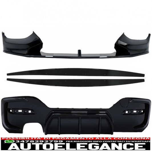 Spoiler per paraurti anteriore adatto per BMW Serie 1 F20 F21 LCI (2015-2019) con paraurti posteriore spoiler mantovana diffusore e estensioni minigonne laterali Hatchback M Sport Piano Black