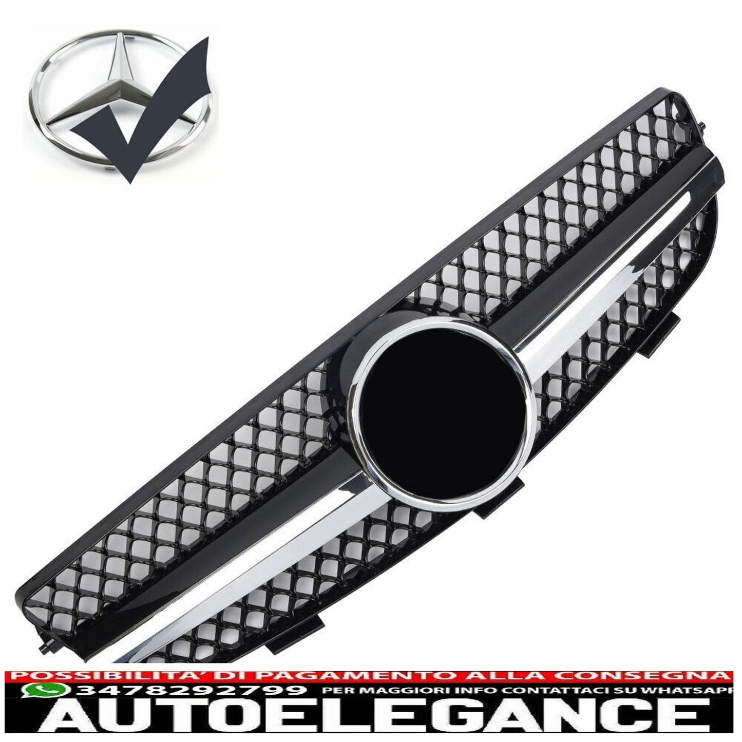 sports grill radiator grill suitable for mercedes w209 clk black + chrome - show original titleoriginal textsport grill kühlergrill passt für mercedes w209 clk schwarz + chrom