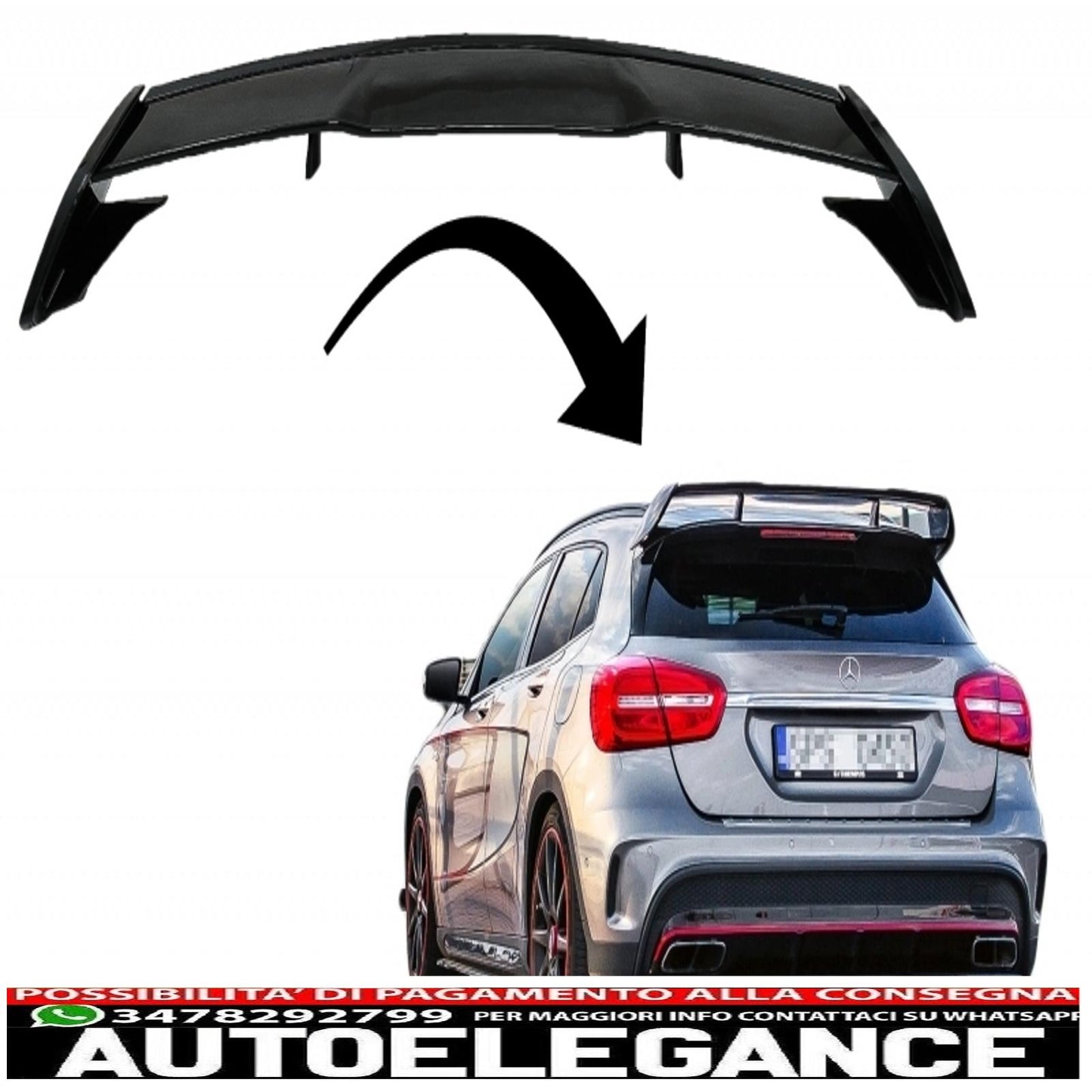 Trunk lid spoiler suitable for mercedes gla x156 (2014-2019) gla45 piano black design