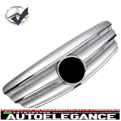 grille sports grill for mercedes w221 s 2005-2009 silver chrome look amg 