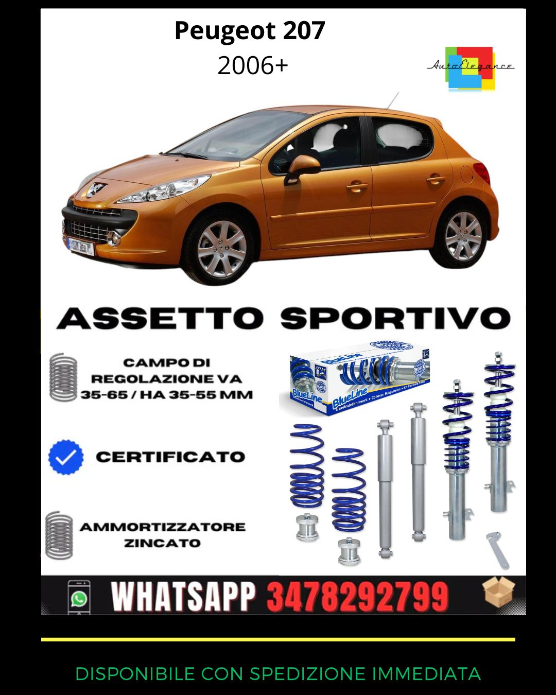 🔥Assetto sportivo adatto per Peugeot 207 1.4, 1.4 16V 2006+🔥