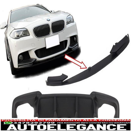 doppio diffusore d'aria con pacchetto spoiler paraurti anteriore adatto per BMW F10 F11 Serie 5 (2011-2017) design M-Performance