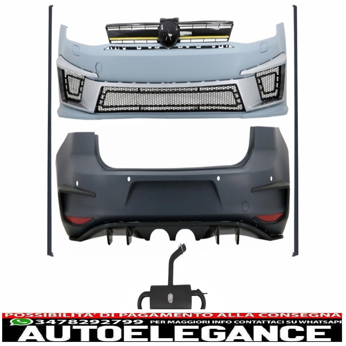 complete body kit suitable for vw golf 7 vii 5g1 (2012-2017) design r400 with full exhaust system catback muffler 
