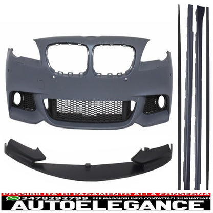 front bumper suitable for bmw f10 f11 5 series (2011-2017) with extension lip and side skirts m-performance design