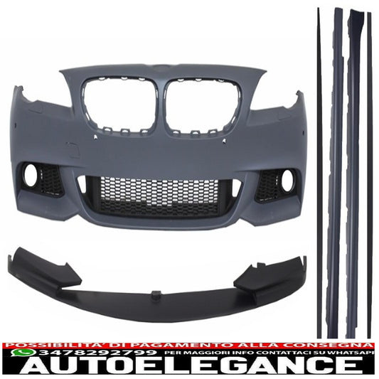 paraurti anteriore adatto per bmw f10 f11 serie 5 (2011-2017) con labbro di estensione e minigonne laterali design m-performance