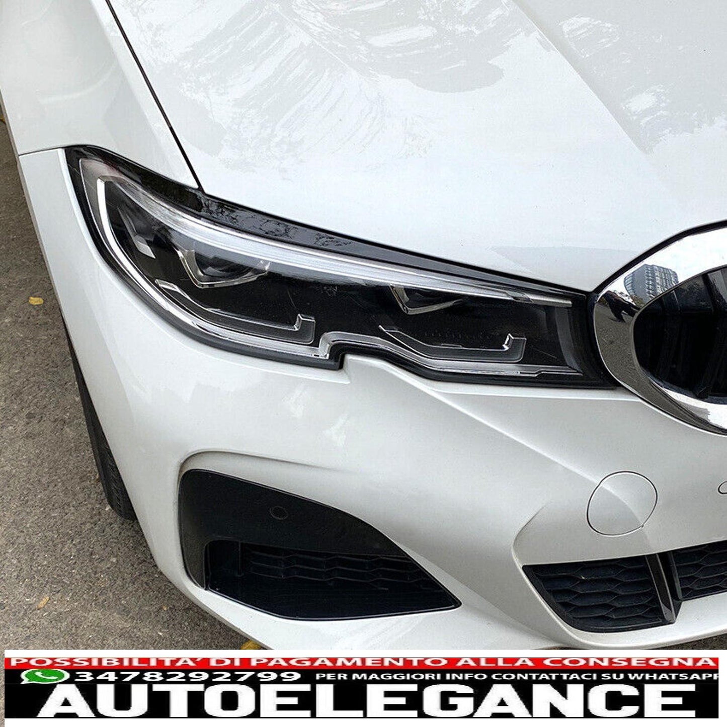 parafanghi gross sguardo nero lucido per bmw serie 3 g20 g21 2019-2022 (...-mostra il titolo originaletesto coprifari originali evil eye black gloss per bmw serie 3 g20 g21 2019-2022 (...