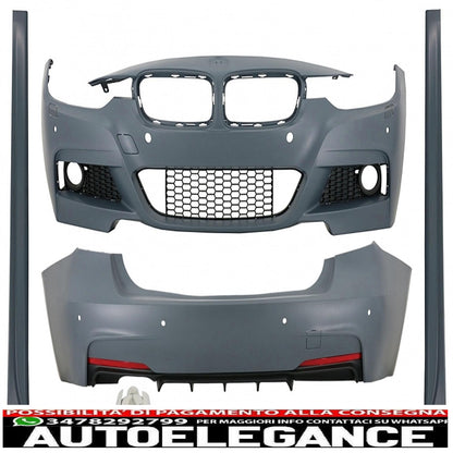 complete body kit suitable for bmw 3 series f30 (2011-2019) m-technik design with exhaust muffler tip 