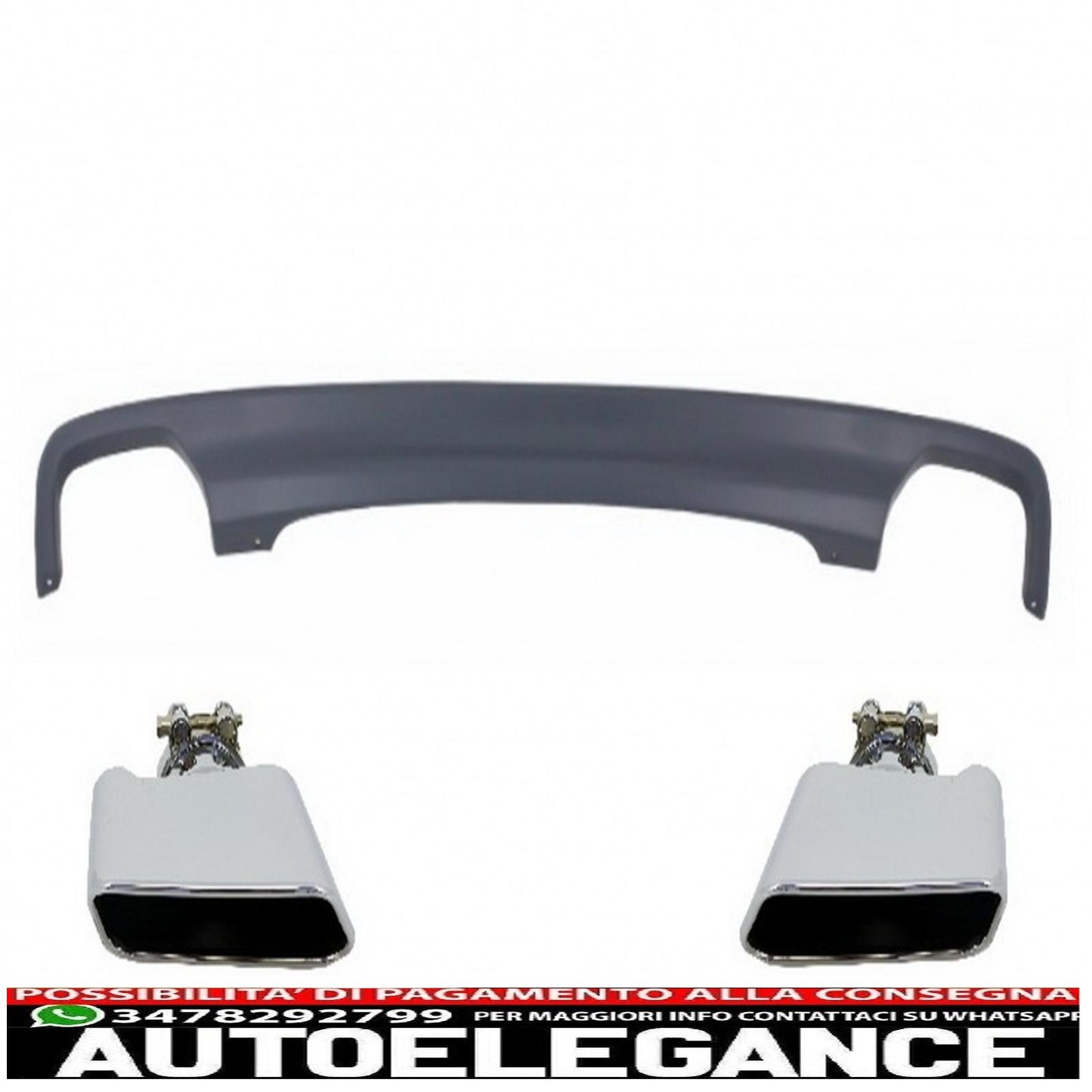 diffusore d'aria a doppia uscita adatto per bmw f10 f11 berlina touring serie 5 (2011-2017) 550i design con terminali di scarico design quadrato