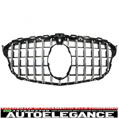 front grille suitable for mercedes c class w205 s205 a205 c205 (2014-2018) gt-r design panamericana chrome with 360 camera 