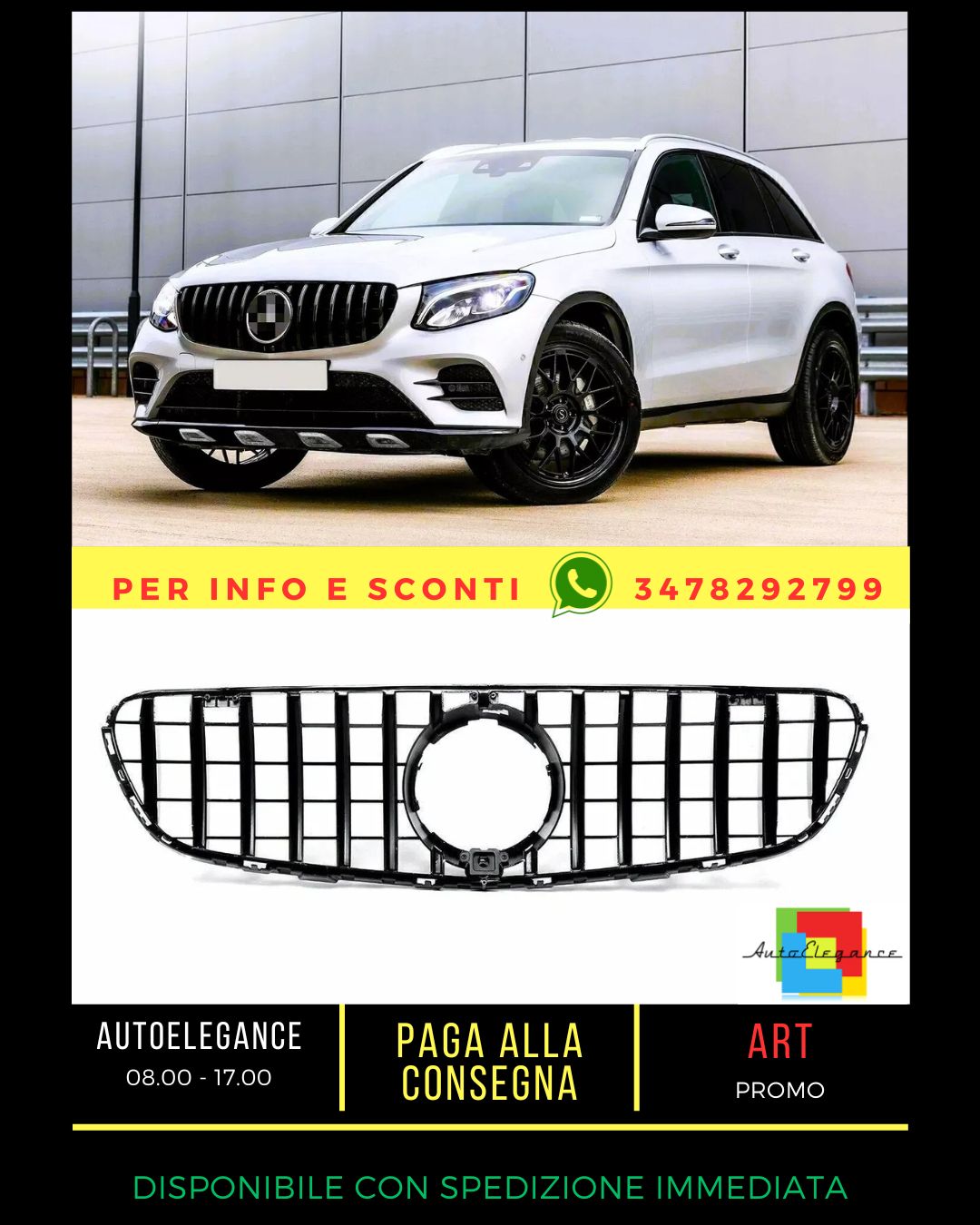 ✨Glossy Black GTR Grille SUITABLE FOR Mercedes GLC Class W253✨