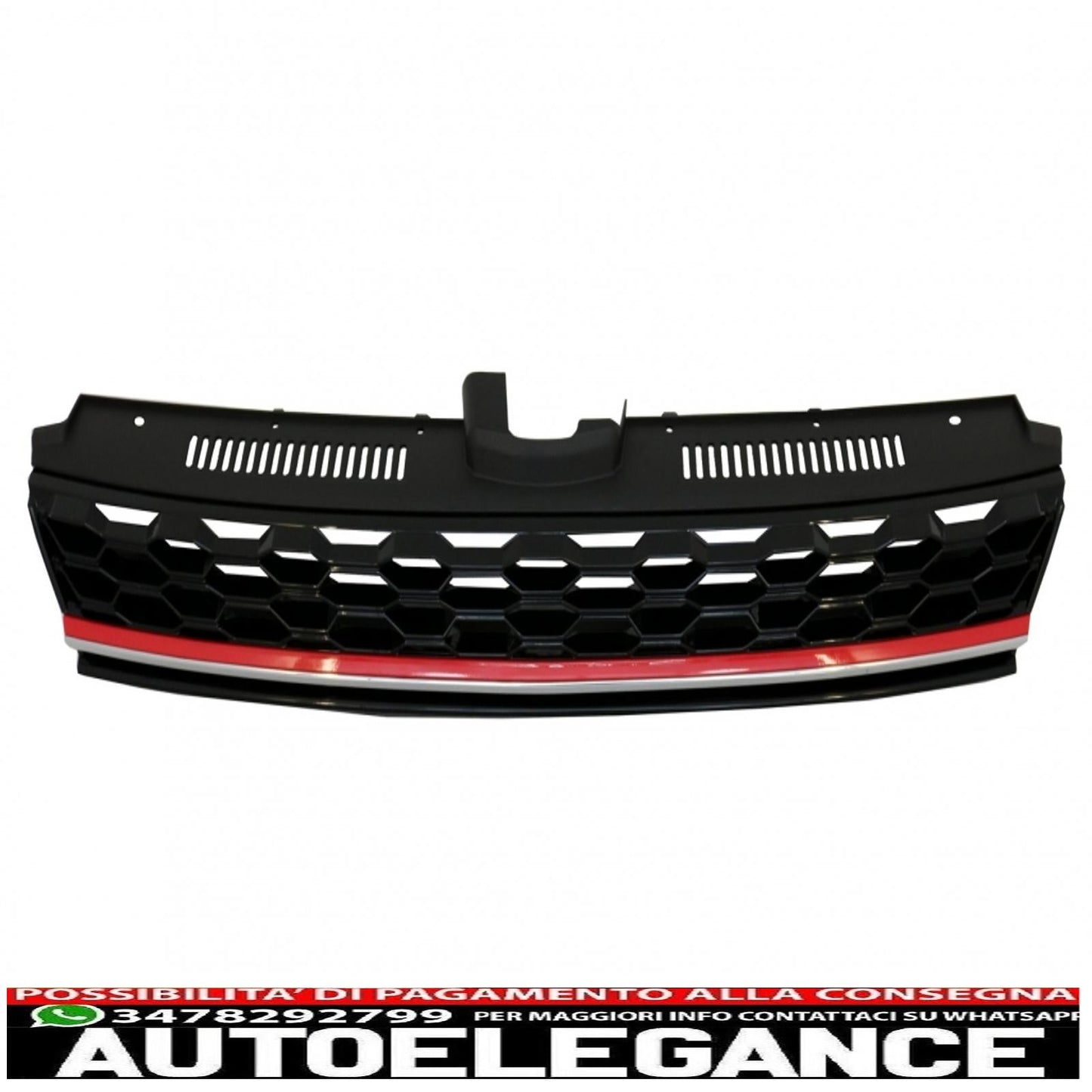 central grille without badge suitable for vw golf 7.5 vii facelift (2017-up) gti design red and chrome