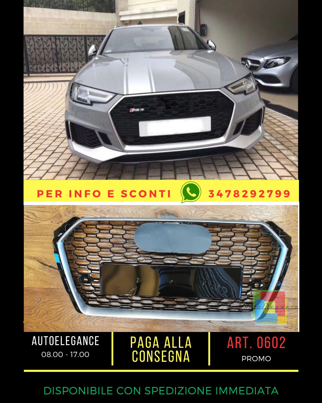 ⭐0602 GRILLE FOR AUDI rs4 A4 B9 2015-2019 RS4 LOOK SATIN EDGE⭐ 