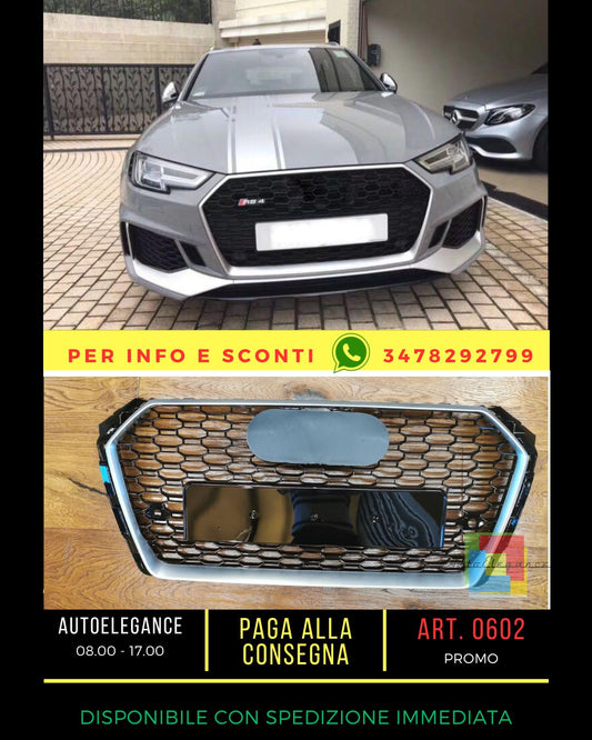⭐0602 GRILLE FOR AUDI rs4 A4 B9 2015-2019 RS4 LOOK SATIN EDGE⭐ 