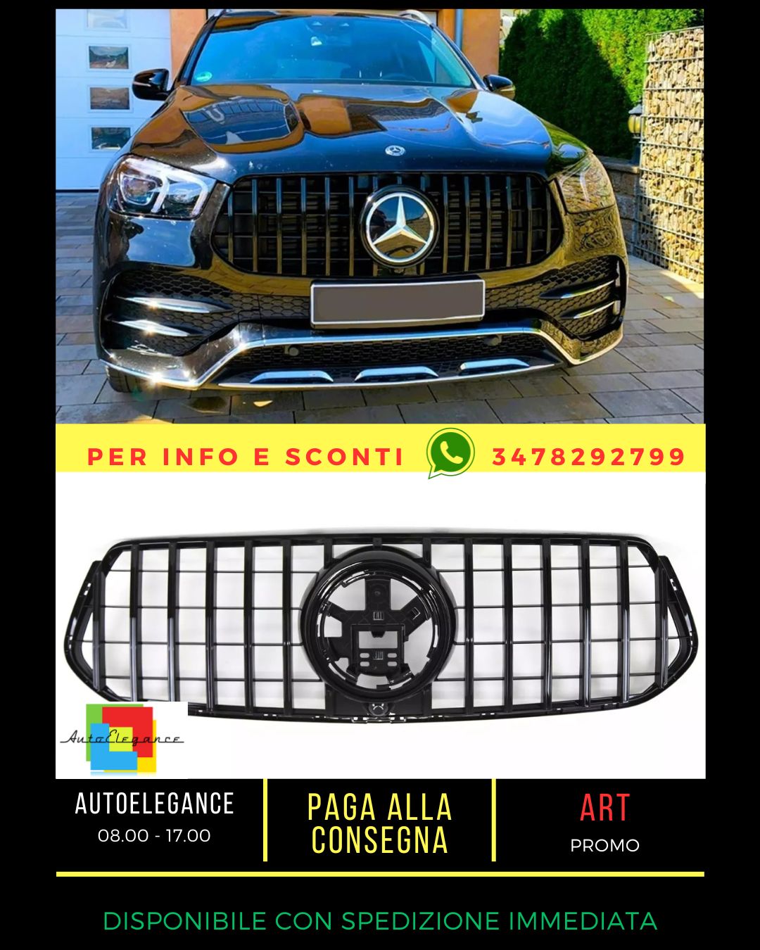 ✨Griglia GTR PANAMERICANA Nero Lucido ADATTA PER Mercedes GLE Class W167 19+✨