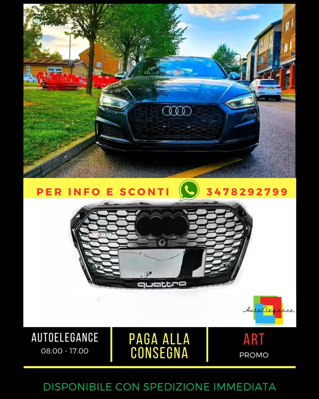 ✨Griglia anteriore principale nera PER Audi RS5 Style A5 S5 B9 17+✨