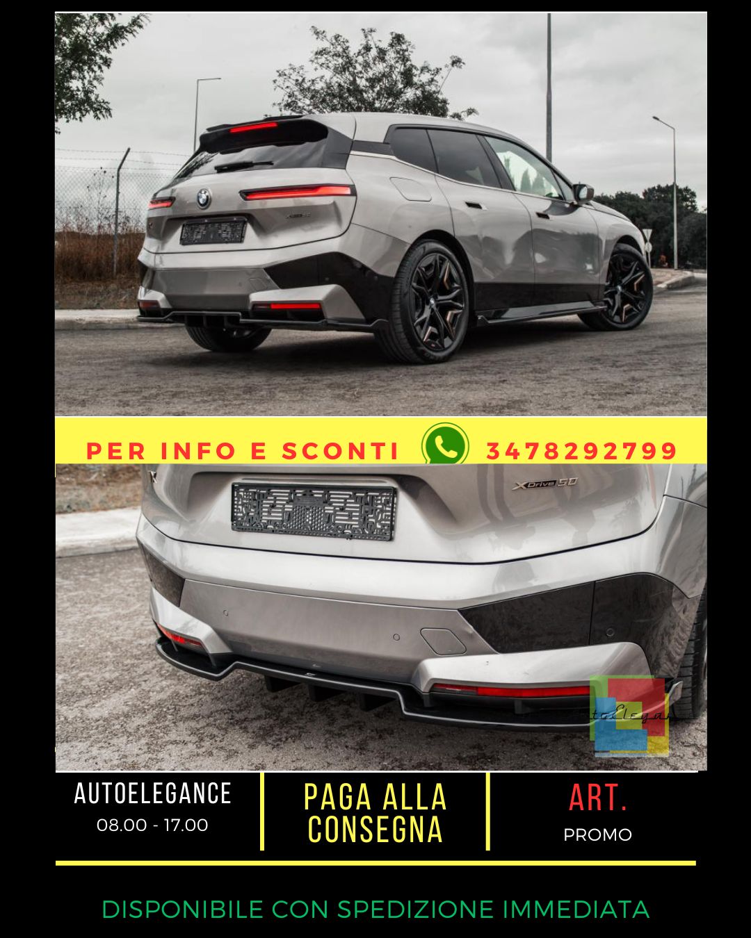 🔥Splitter POSTERIORE ADATTO PER BMW iX M-Pack i20 2021+  2PCS🔥