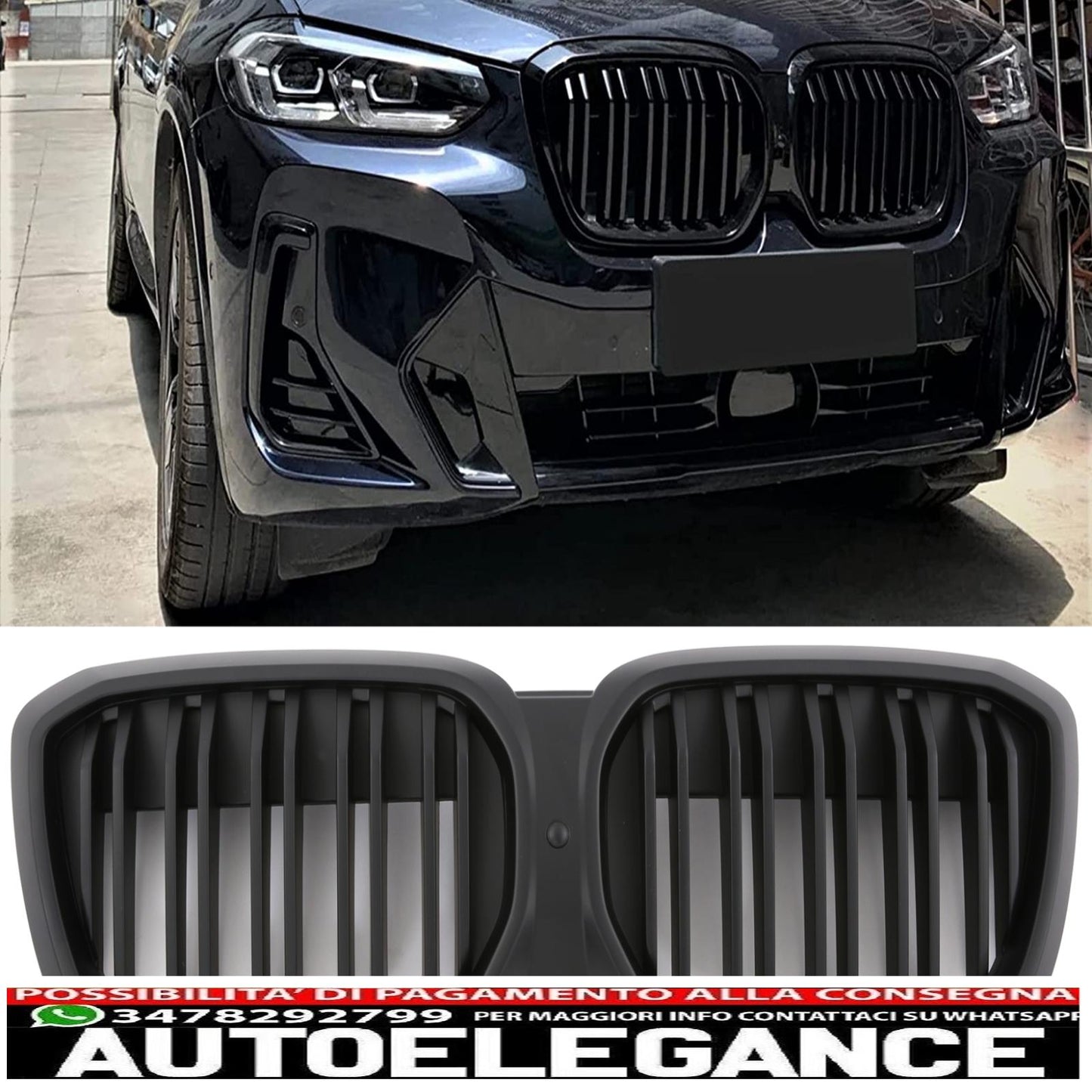 Per BMW IX3 G08 LCI griglia del radiatore sportiva a doppia barra nero opaco