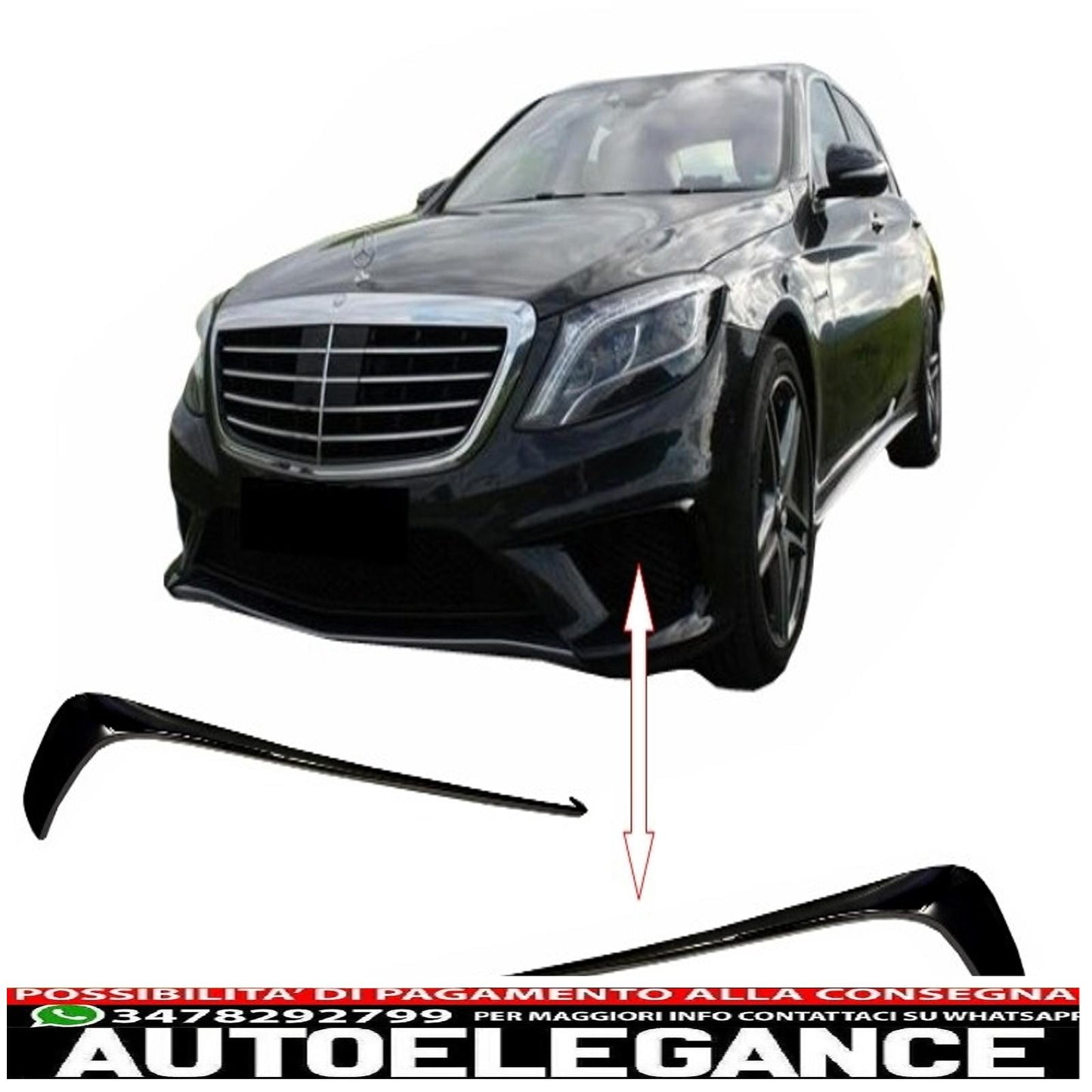 Alette splitter per paraurti anteriore adatte per mercedes w222 classe s s63 design (2013-up) edizione nera AUTOELEGANCERICAMBI
