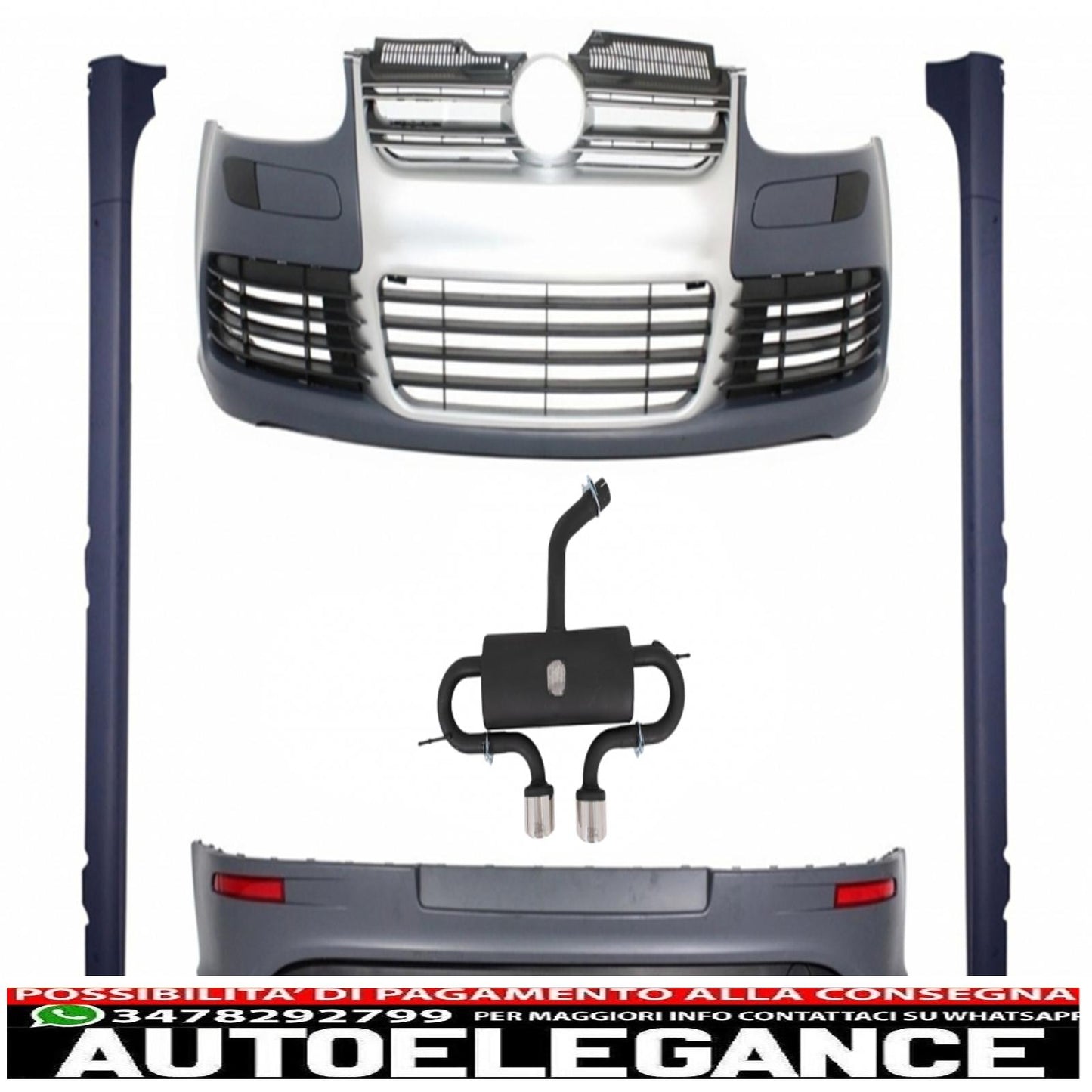 body kit suitable for vw golf 5 v (2003-2007) r32 brushed aluminum grille with full exhaust system 
