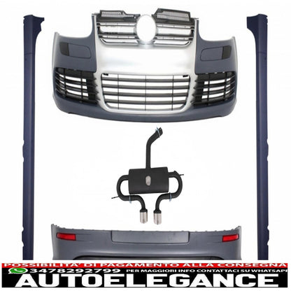 body kit suitable for vw golf 5 v (2003-2007) r32 brushed aluminum grille with full exhaust system 