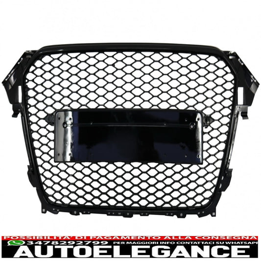 griglia anteriore senza badge adatta per audi a4 b8 facelift (2012-2015) rs design a nido d'ape nero con coperture in pdc