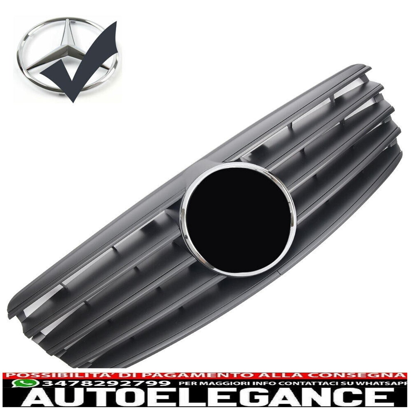 Griglia del radiatore sportiva per Mercedes W211/S211 E fino al 2006 nero opaco