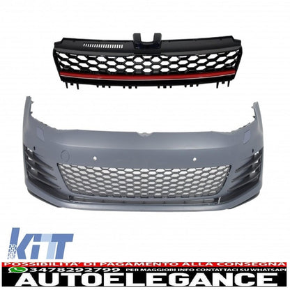 front bumper suitable for vw golf vii 7 5g (2013-2017) gti look with central grille 