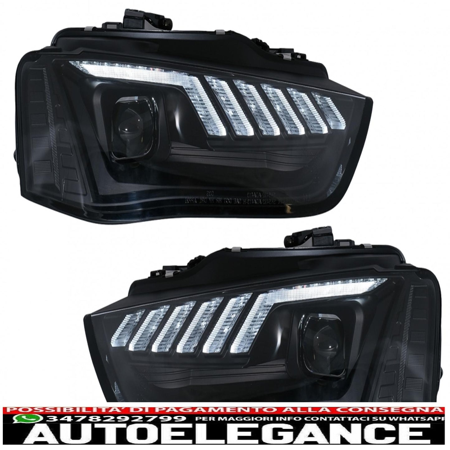 xenon led drl headlights suitable for audi a4 b8.5 facelift (2012-2015) dynamic sequential turning light black