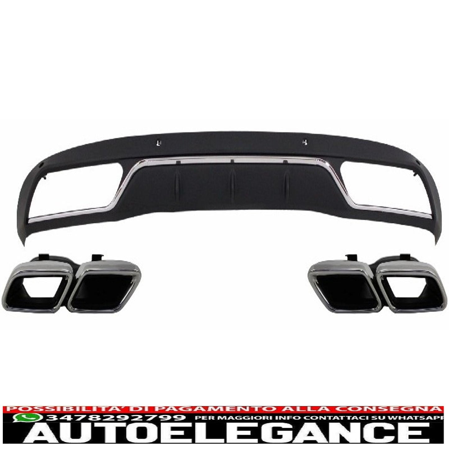 pacchetto diffusore posteriore con terminali di scarico adatto per mercedes classe c w205 s205 standard (2014-2018) design c63