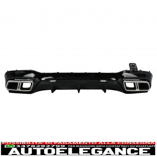 diffusore d'aria paraurti posteriore nero con terminali di scarico cromati adatto per mercedes classe e w213 sport line (2016-2019) design e63s