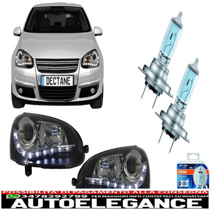 led drl headlights with osram cool blue intense h7 halogen headlight suitable for vw golf v 5 jetta 5 (2003-2009) black design