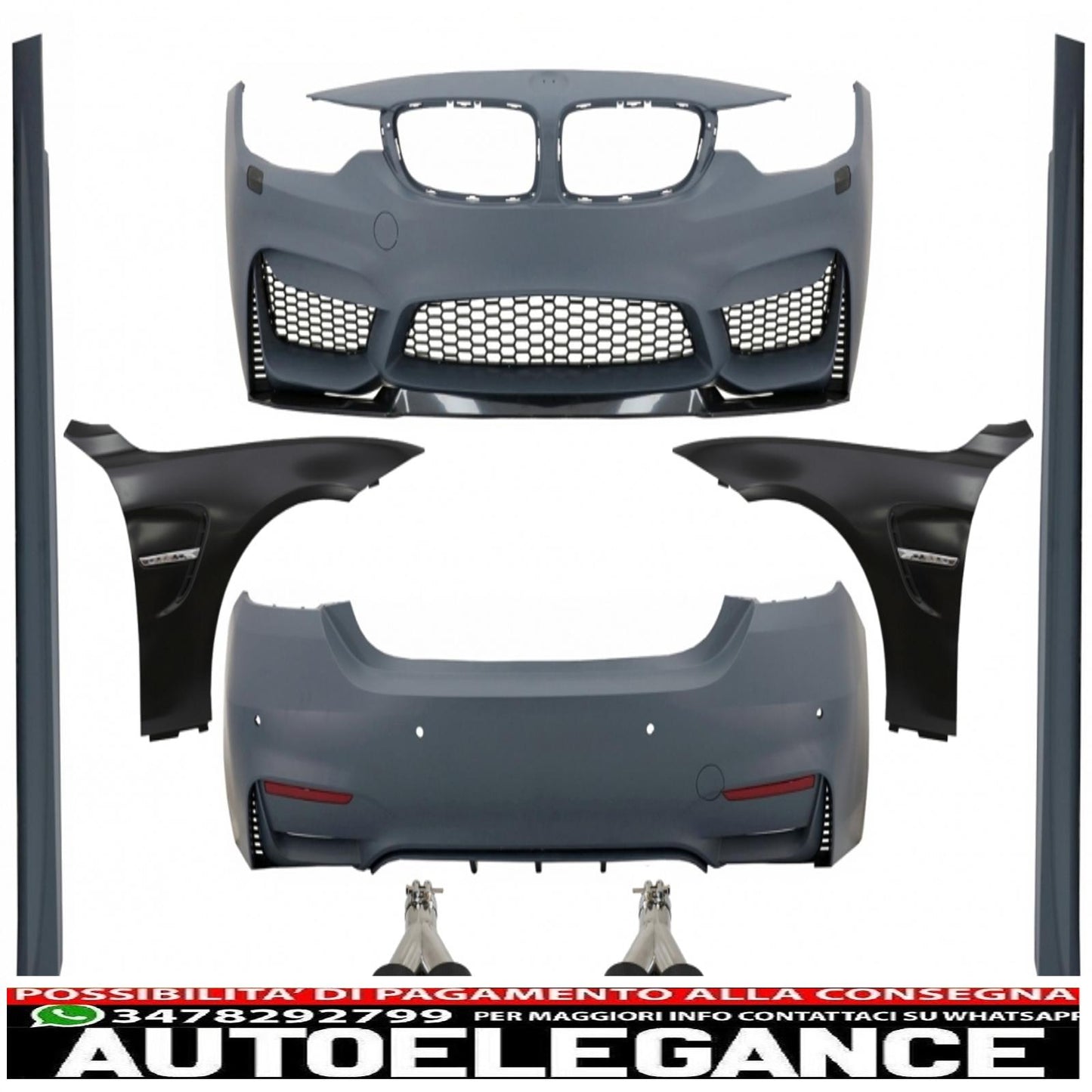 complete body kit suitable for bmw 4 series f32 f33 coupe cabrio (2013-2017) with front fenders and dual m4 design carbon fiber exhaust tips