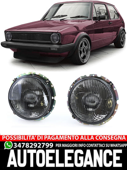Coppia fari neri scanalati fumo aftermarket compatibile con VW Golf 1 + Cabrio 74-83