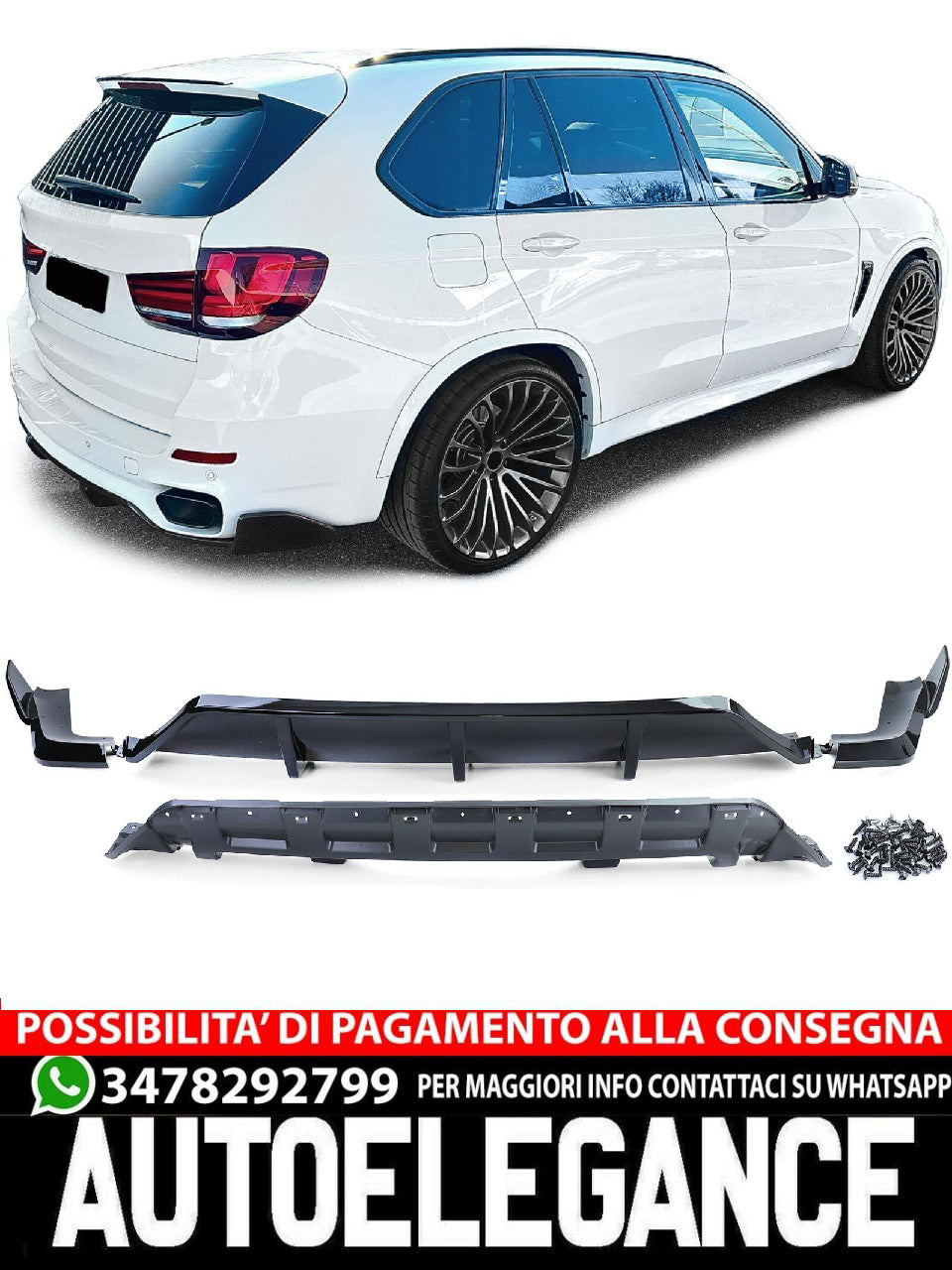 Rear Diffuser Performance Look Gloss Black Compatible for BMW X5 F15 13-18 