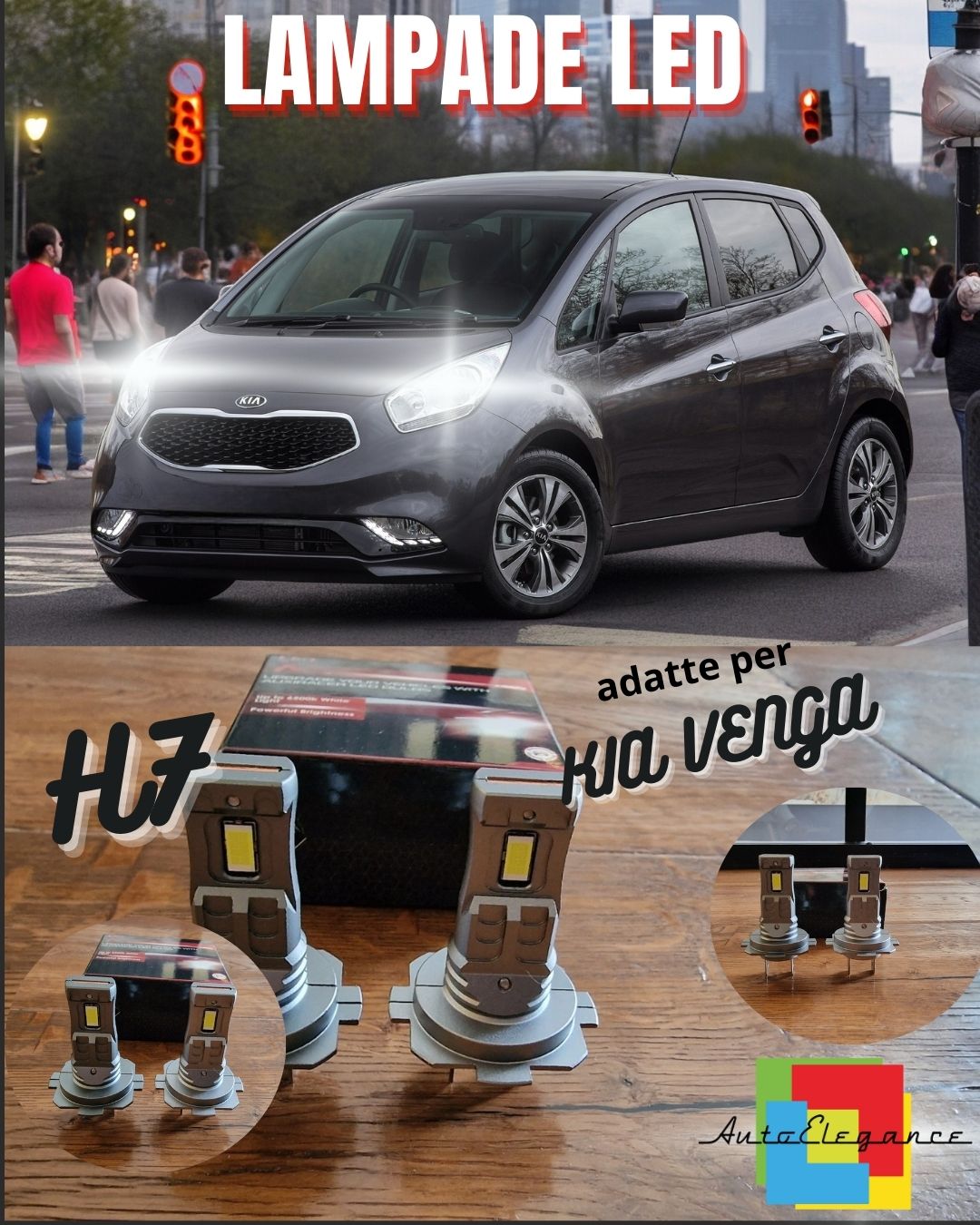 KIT LED H7 PER KIA VENGA 6000K BIANCO 6000 LUMEN CANBUS ANABBAGLIANTI NO ERROR