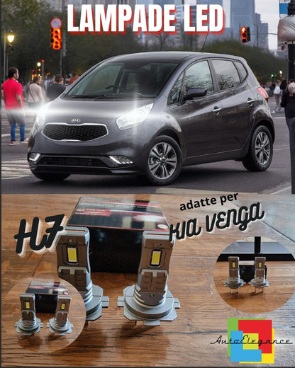 KIT LED H7 PER KIA VENGA 6000K BIANCO 6000 LUMEN CANBUS ANABBAGLIANTI NO ERROR