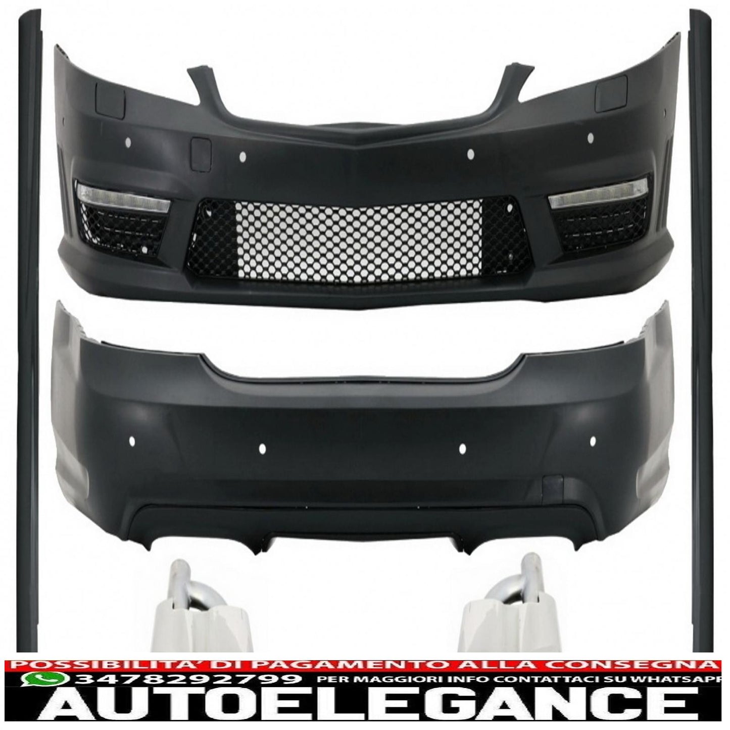 kit carrozzeria adatto per mercedes classe s w221 (2005-2011) minigonne laterali lwb terminali marmitta di scarico