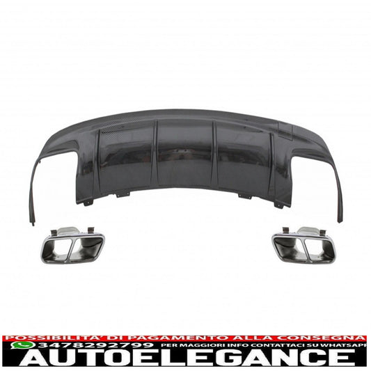 Diffusore d'aria per paraurti posteriore con terminali di scarico cromati, adatto per mercedes cla w117 (2013-2018) restyling cla45 carbon design