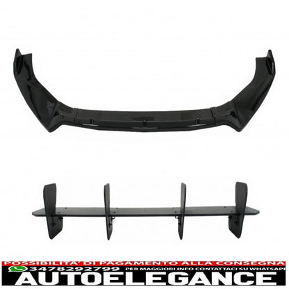 Front Bumper Lip Extension Spoiler with Rear Bumper Extension Splitter Fit for VW Golf 7.5 GTI (2017-2020) Black 