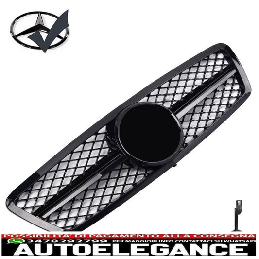 Griglia del radiatore sportiva per Mercedes W203 S203 nero lucido