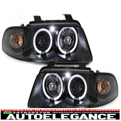 headlights suitable for audi a4 b5 (1995-1998) angel eye 2 black halo rims