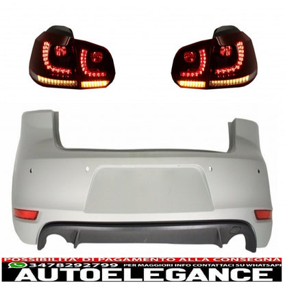 rear bumper suitable for vw golf 6 vi (2008-2012) with full led rear lights dynamic sequential cornering lights gti design