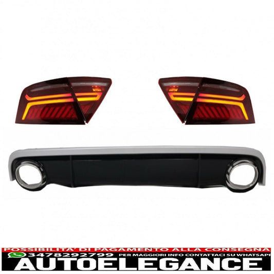 bumper air diffuser and tailpipes with LED rear lights suitable for audi a7 4g (2010-2014) RS7 design