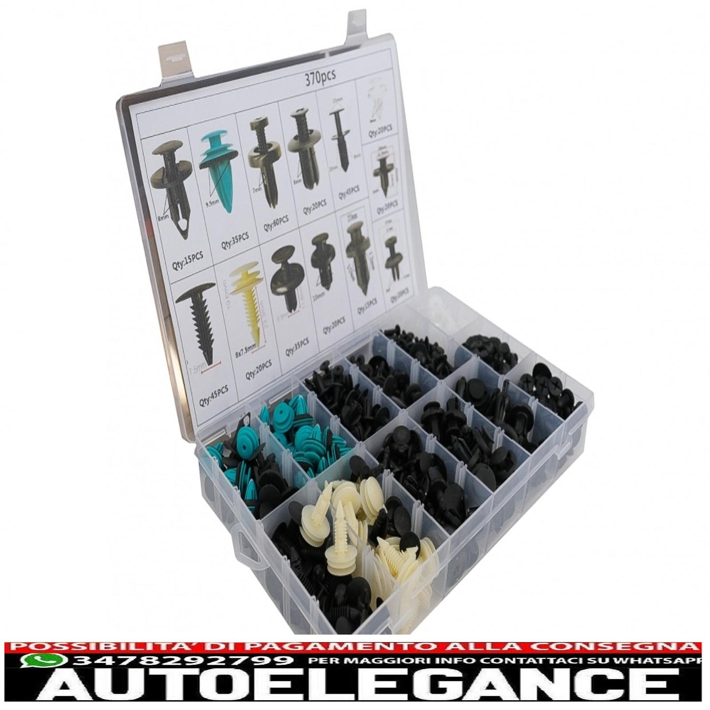 370pcs car clip plastic screw kit 