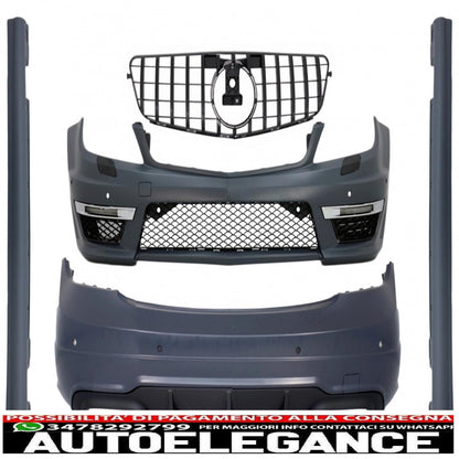 body kit with piano black front grille suitable for mercedes c-class w204 (2007-2014) restyling c63 gt-r design panamericana 