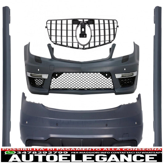 body kit with piano black front grille suitable for mercedes c-class w204 (2007-2014) restyling c63 gt-r design panamericana 