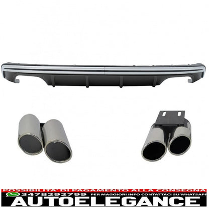 Diffusore mantovana per paraurti posteriore adatto per audi a3 8v hatchback sportback (2012-2015) con terminali di scarico marmitta terminali di scarico s3 design quad