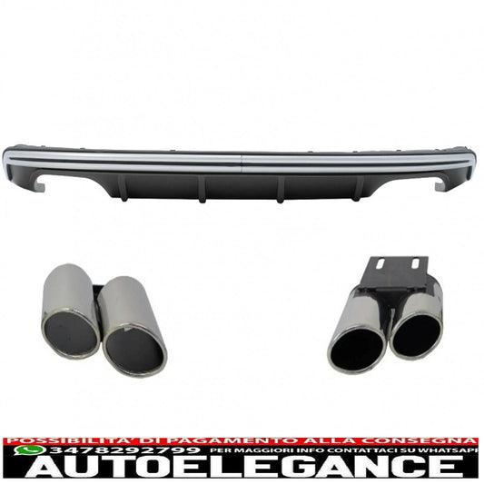 Diffusore mantovana per paraurti posteriore adatto per audi a3 8v hatchback sportback (2012-2015) con terminali di scarico marmitta terminali di scarico s3 design quad