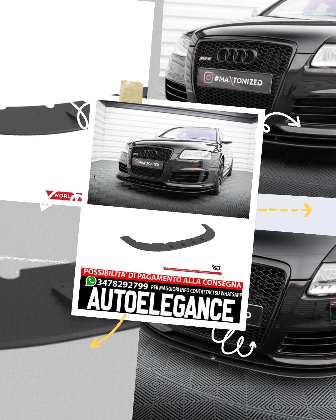 SPLITTER ANTERIORE STREET PRO ADATTO COMPATIBILE PER AUDI RS6 AVANT C6  (2007 - 2010 )